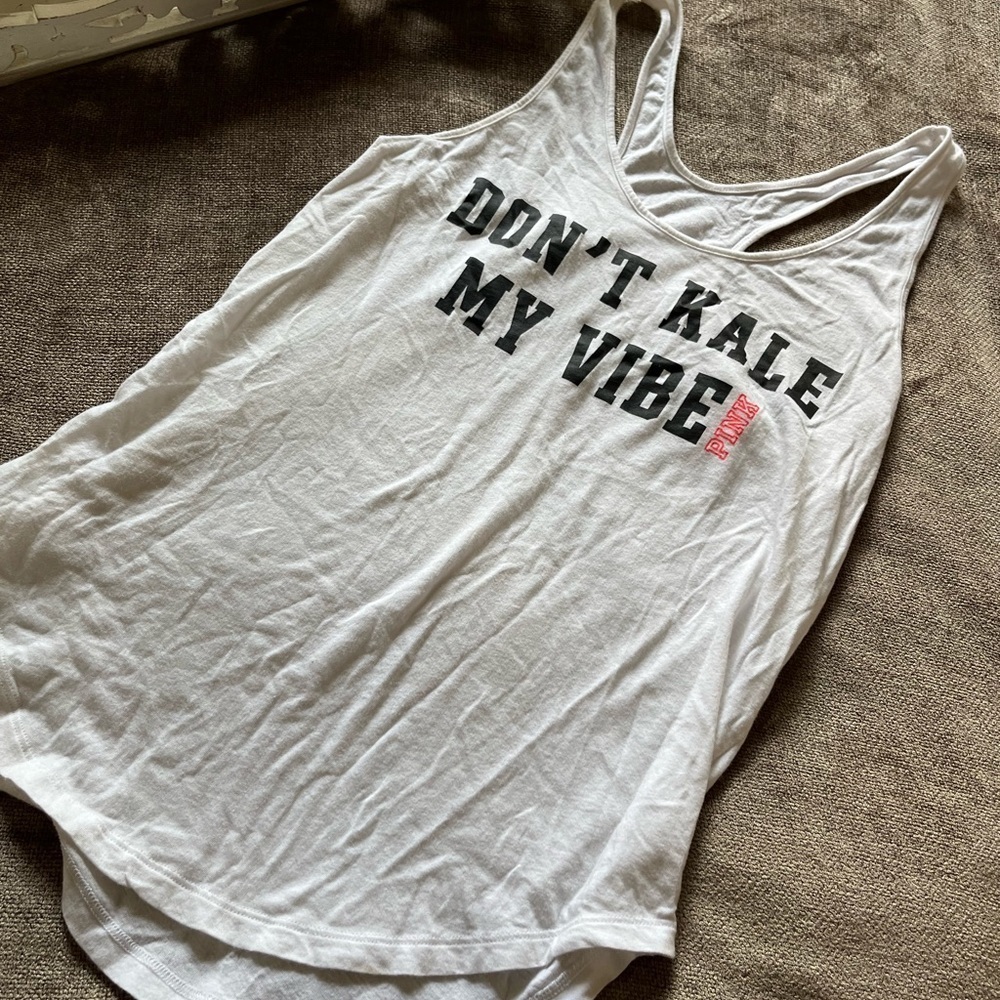 Victorias Secret Pink “Don’t Kale My Vibe” Racerback Tank Top